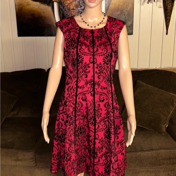 fitted lace wedding dress Red Paisley Lace Midi Dress  Maison-B-More Global Store